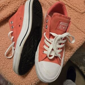 Converse Women's Coral/White Low Top Canvas Sneakers